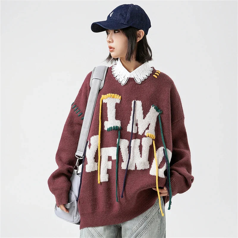 VILZSTUDIOS Stitches Embroidery Knitted Sweater