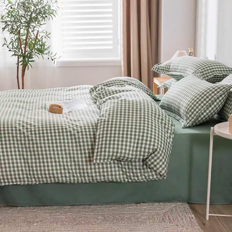 VILZSTUDIOS Soft Plaid Queen Size Duvet Bedding Set