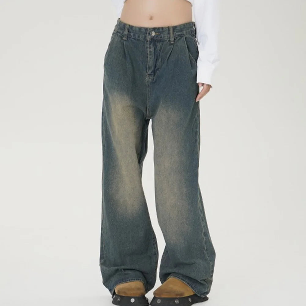 VILZSTUDIOS Solid Color Baggy Jeans