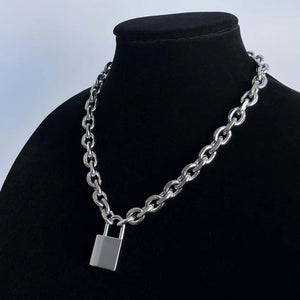 VILZSTUDIOS Chunky Stainless Steel Padlock Chain Necklace