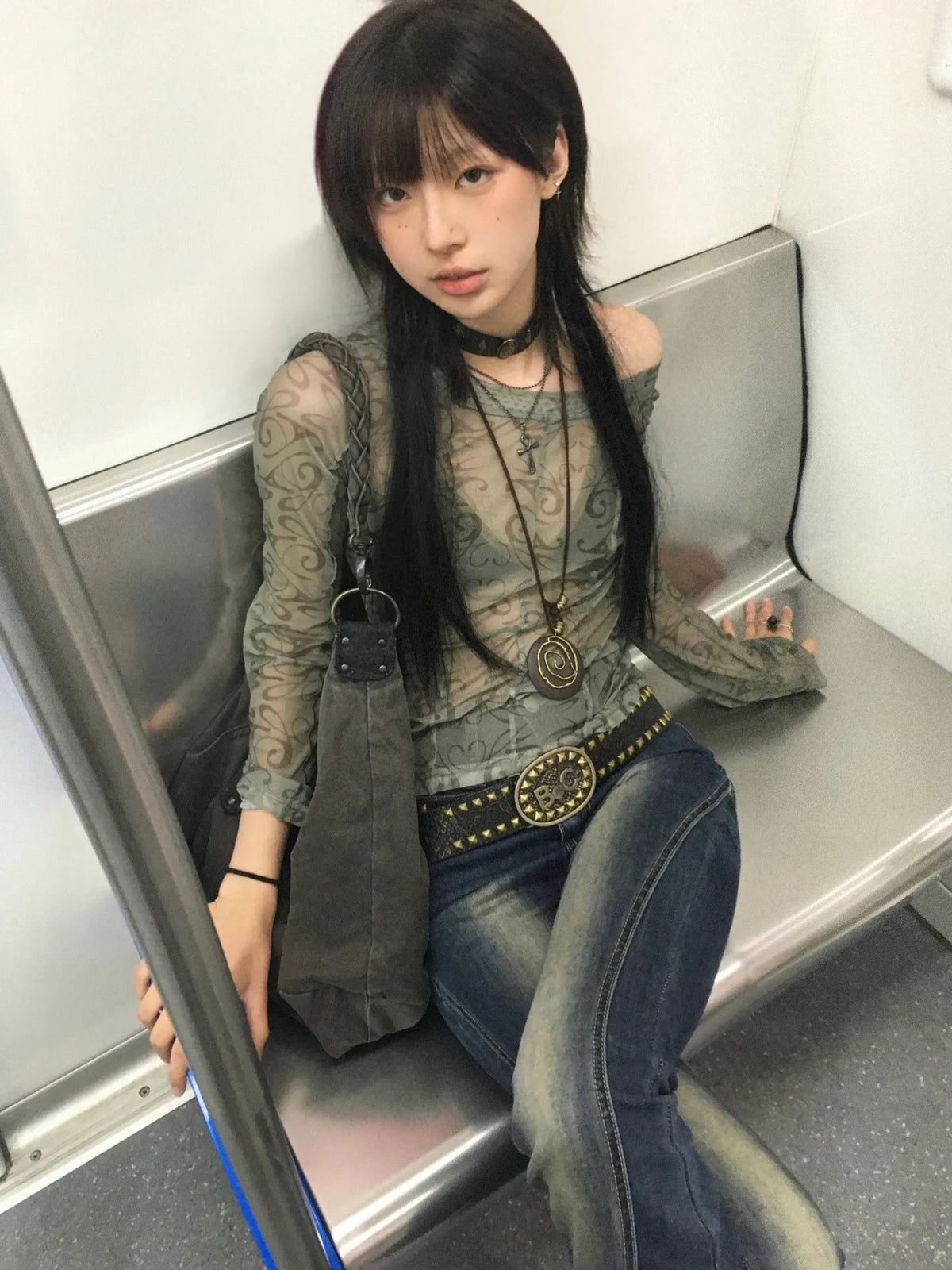VILZSTUDIOS Grunge Aesthetic Mesh Japanese Sheer T-Shirt