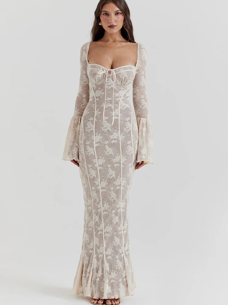 VILZSTUDIOS Elegant Black Lace Up Maxi Dress