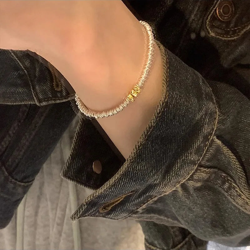VILZSTUDIOS Geometric Beads Adjustable Gold Color Bracelet