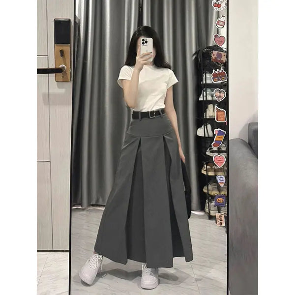 High Waist A-line Maxi Skirt