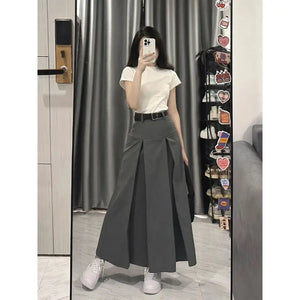 VILZSTUDIOS Petite High Waist A-Line Midi Skirt