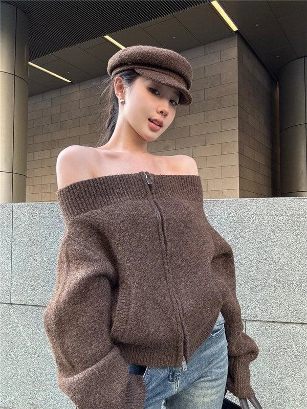 Kuscheliger Winter-Cardigan mit weitem Halsausschnitt