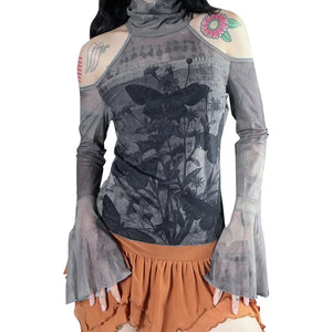 VILZSTUDIOS Chic Floral Mesh Patchwork Shirt