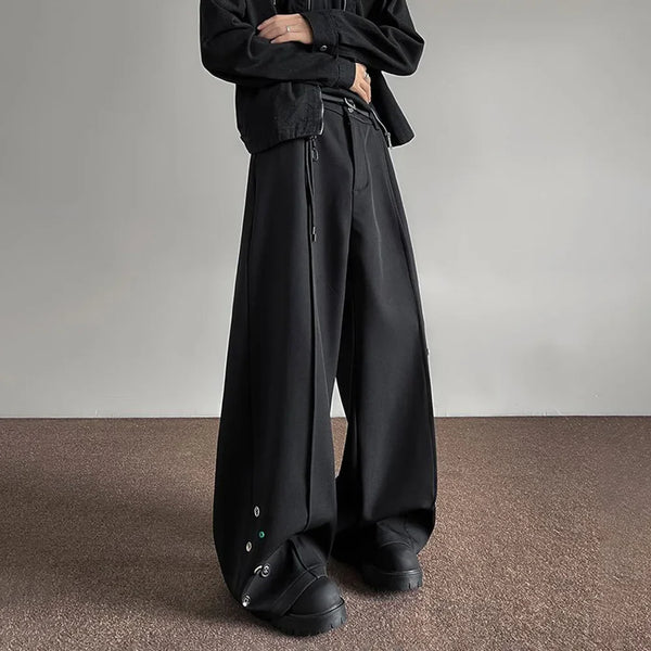 Black Wide Leg Button Pants