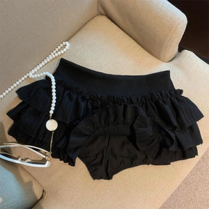 VILZSTUDIOS Ruched Ruffle Detail Mini Skirt