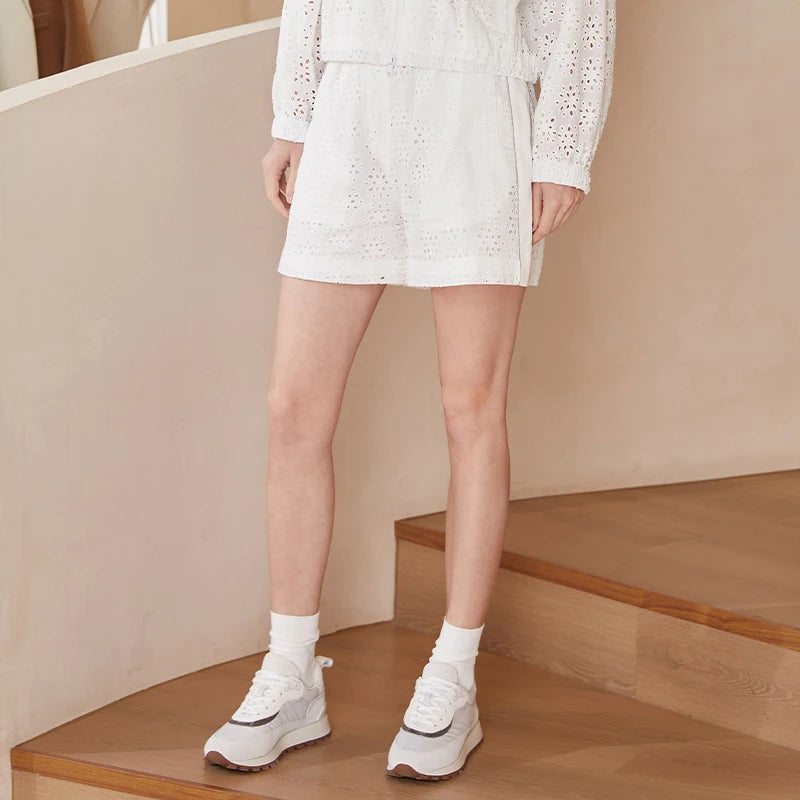 VILZSTUDIOS Luxury Cotton Hollow Solid Color Shorts