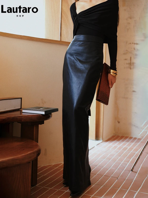 Soft Black PU Leather High Waist