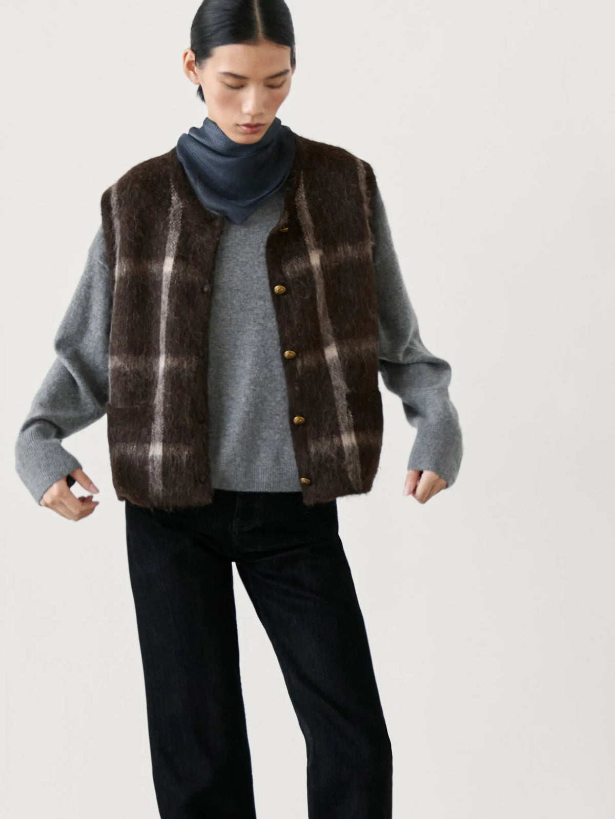 VILZSTUDIOS Chic Checkered Knitted Vest