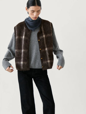 VILZSTUDIOS Chic Checkered Knitted Vest