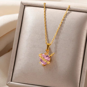 VILZSTUDIOS Pink Heart Zircon Necklace