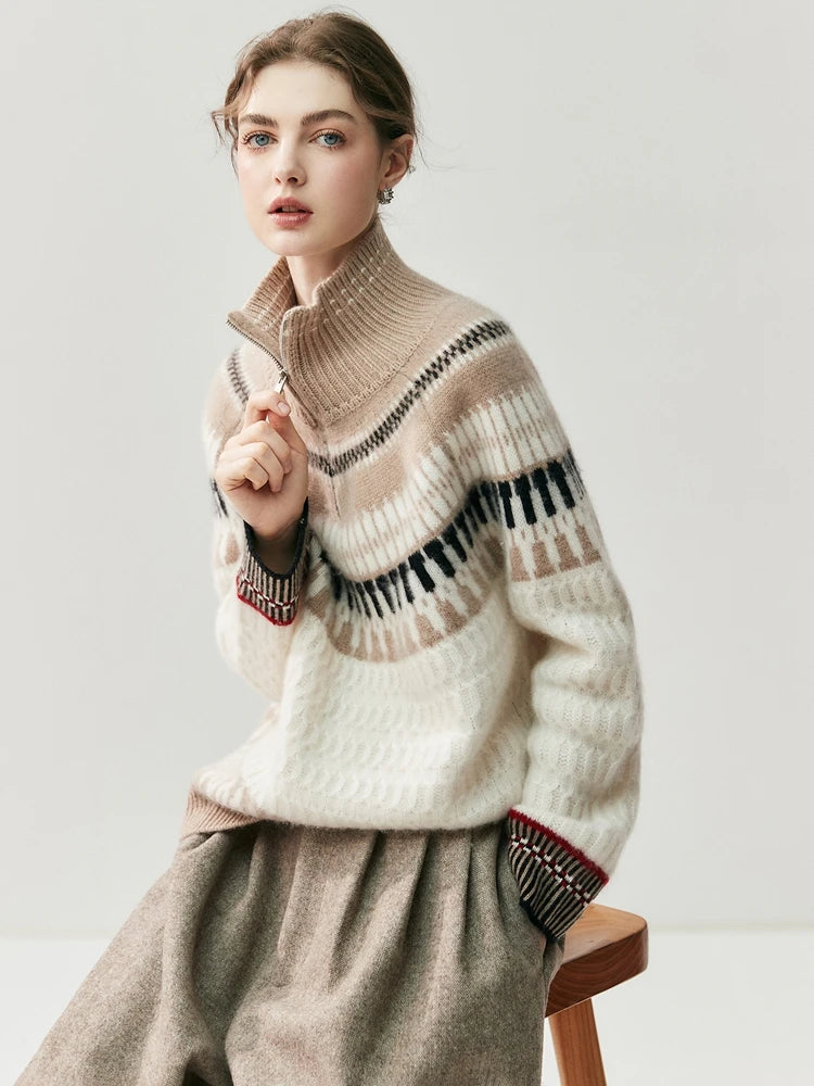 VILZSTUDIOS Luxury Cashmere Zipper Turtleneck Sweatshirt