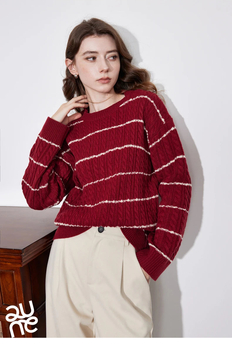 VILZSTUDIOS Contrasting Color Striped Cashmere Sweater