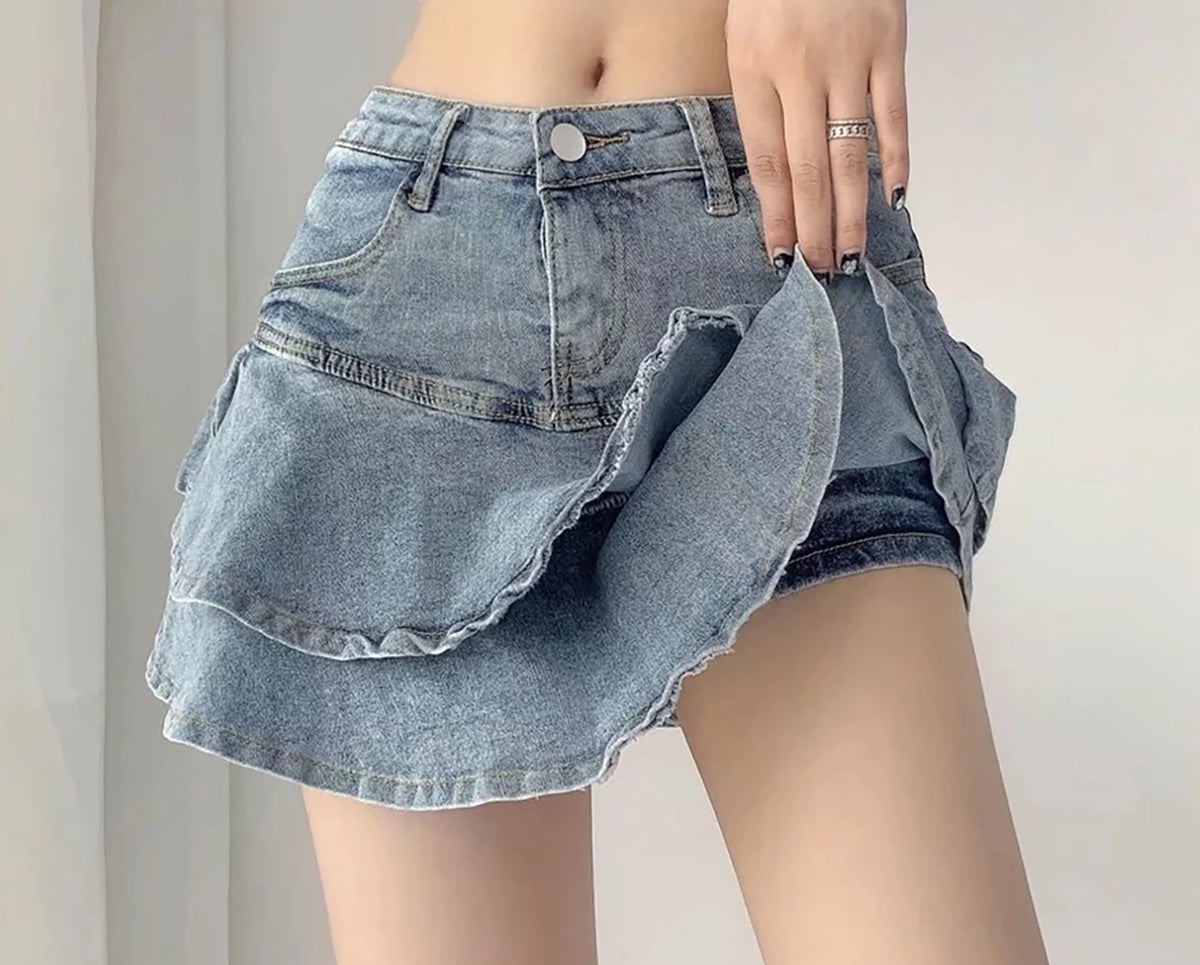 VILZSTUDIOS Spice Girls High Waist Mini Denim Skirt