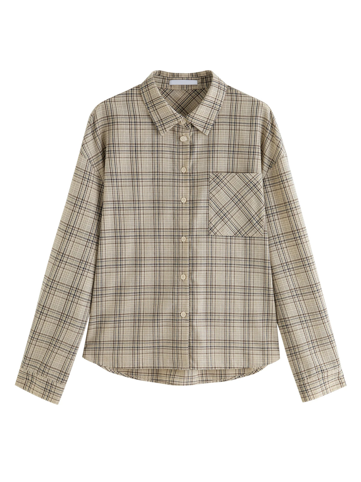 VILZSTUDIOS Retro Plaid Lapel Drop Sleeve Shirt