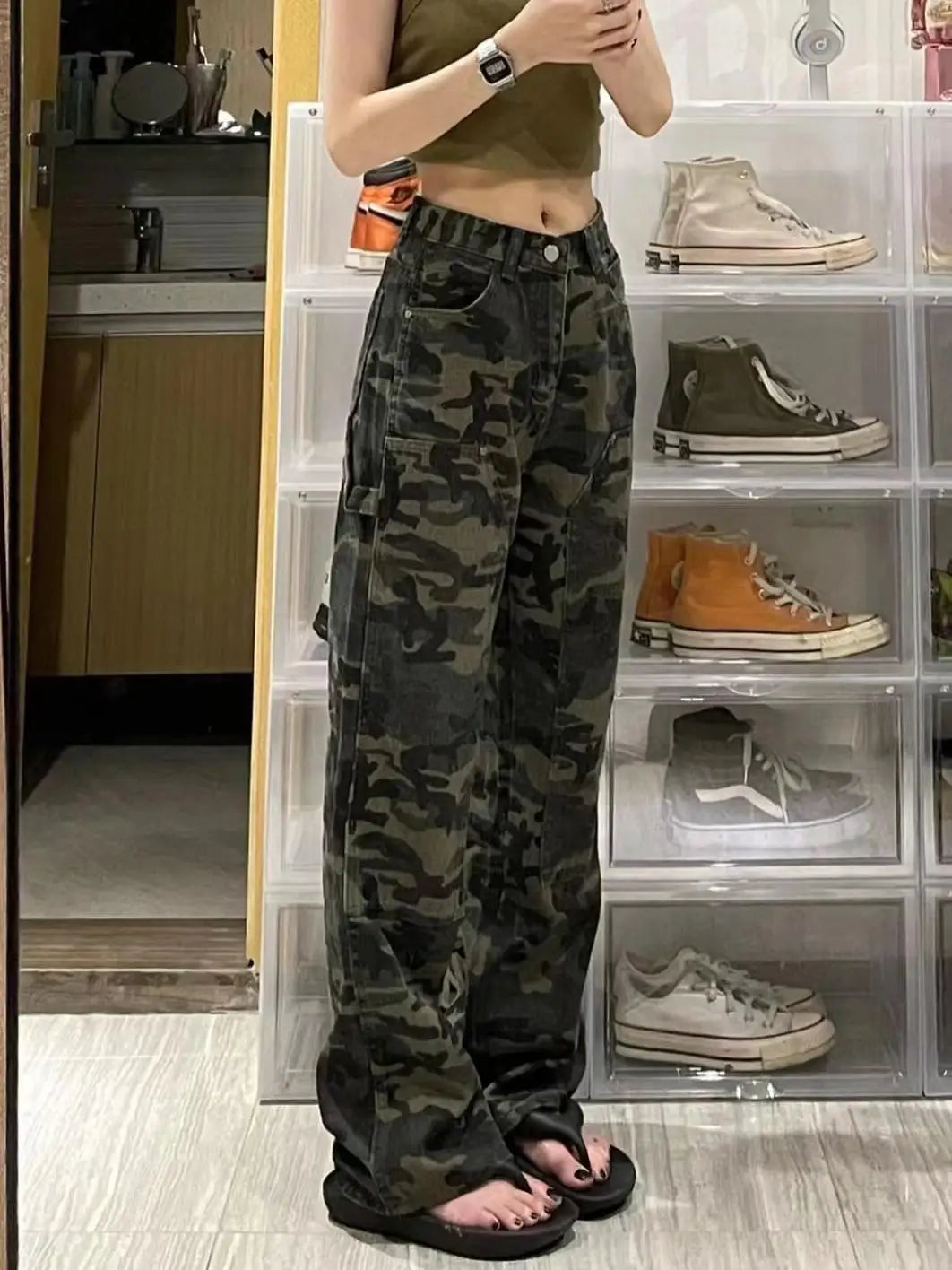 VILZSTUDIOS Vintage Camo Cargo Jeans