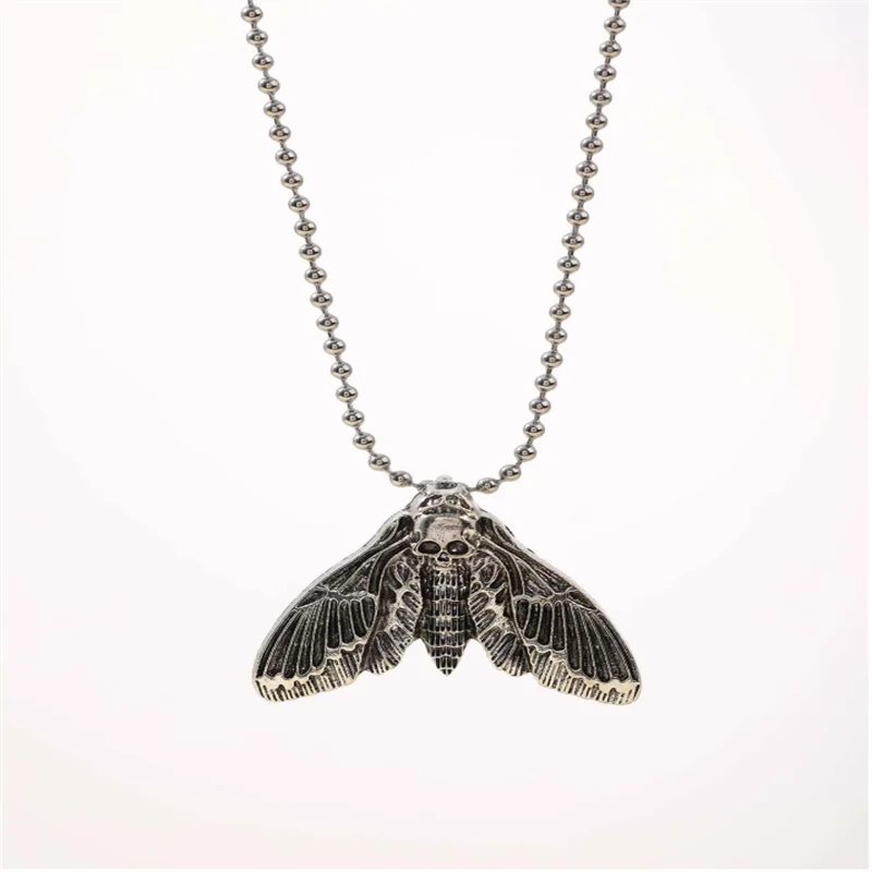 VILZSTUDIOS Gothic Skull Moth Charm Necklace
