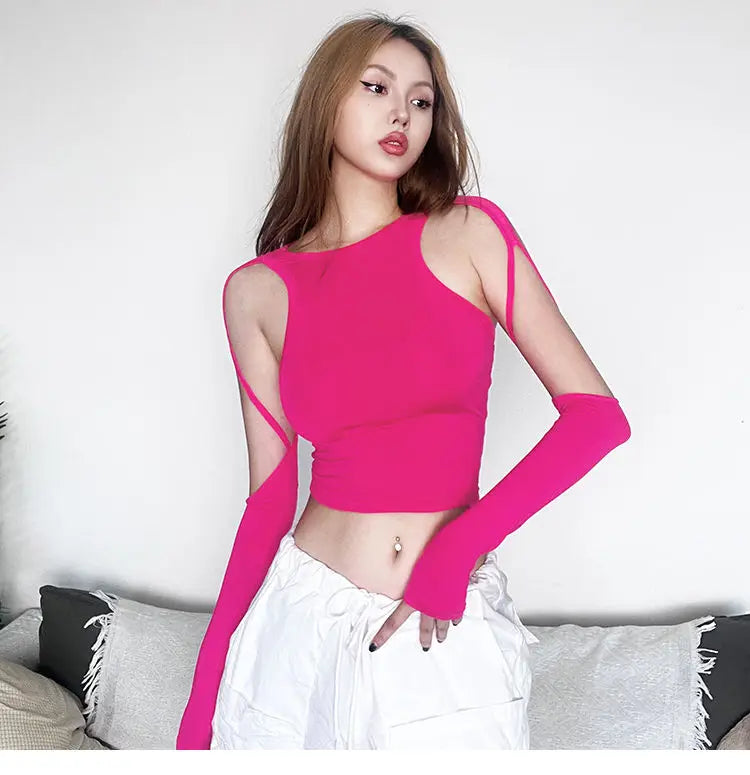 VILZSTUDIOS Hollow Out Slim Crop Top