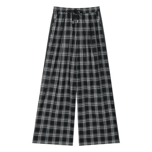 VILZSTUDIOS Streetwear Plaid Wide Leg Lounge Pants