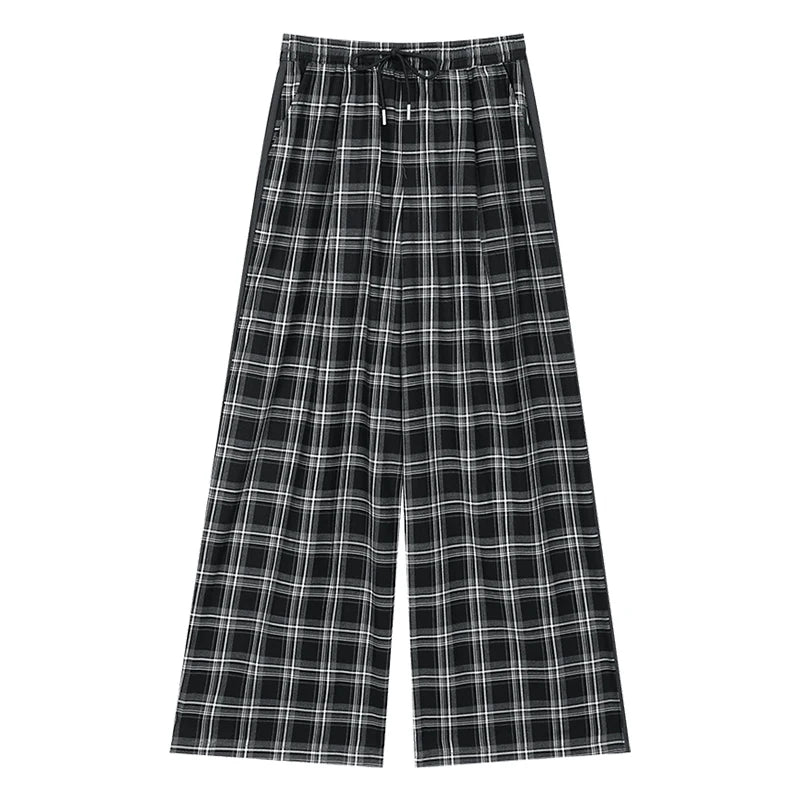 VILZSTUDIOS Streetwear Plaid Wide Leg Lounge Pants