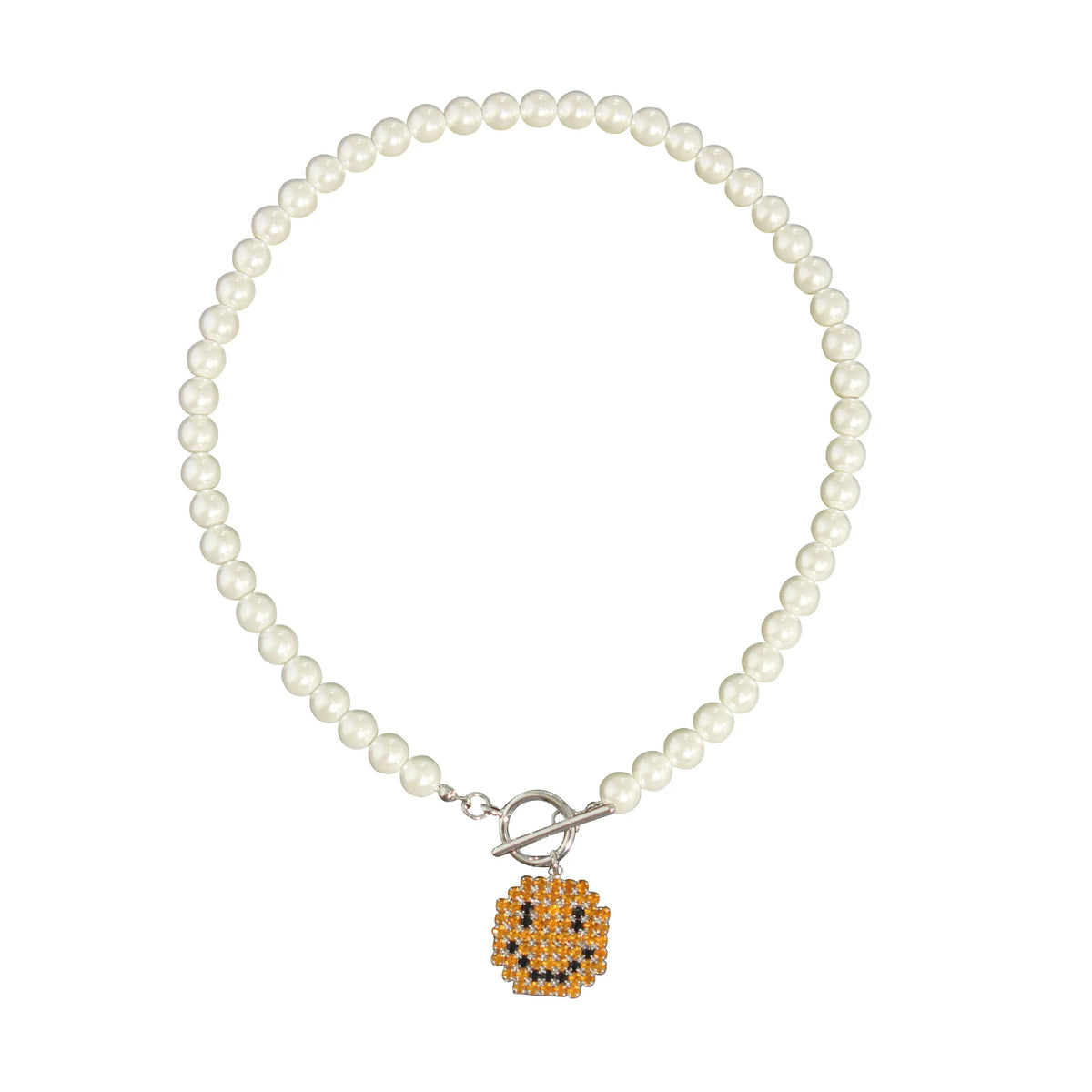VILZSTUDIOS Rhinestone Smile Face Choker Pendant Necklace