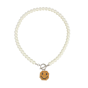 VILZSTUDIOS Rhinestone Smile Face Choker Pendant Necklace