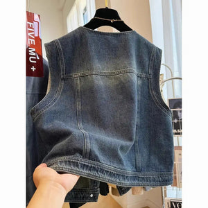 VILZSTUDIOS Vintage Sleeveless Denim Vest