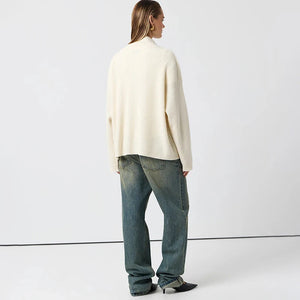 VILZSTUDIOS Cozy Knitted Turtleneck Zipper Cardigan