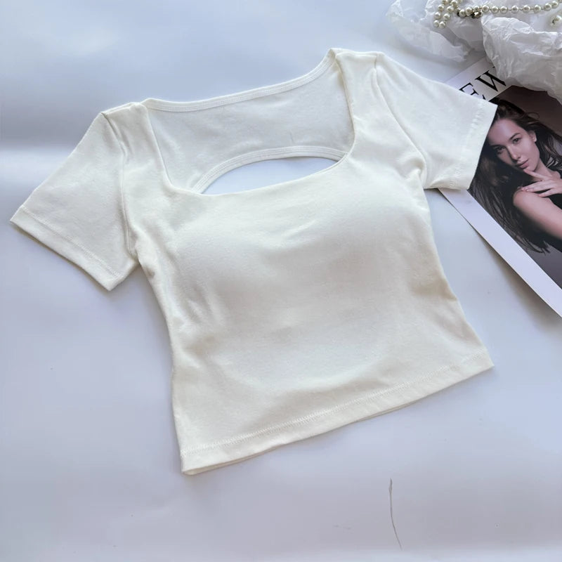 VILZSTUDIOS Square Neckline Short Sleeve T-Shirt