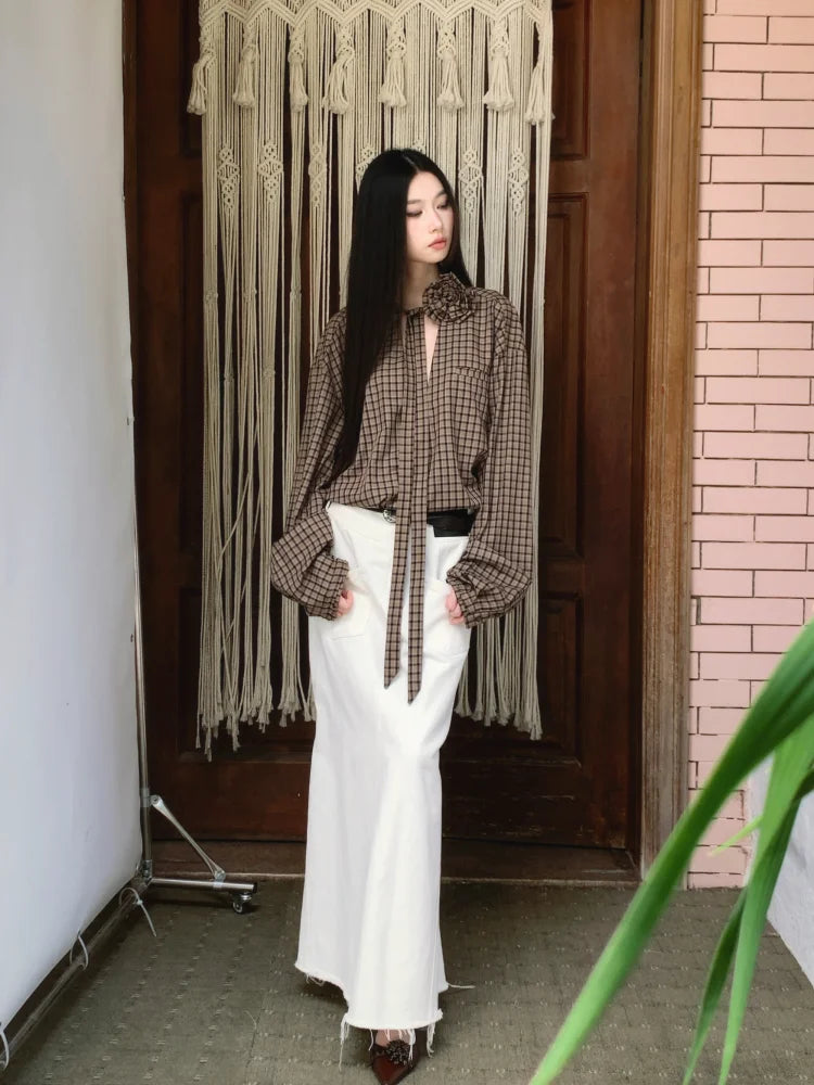 VILZSTUDIOS Brown Plaid Oversized Shirt