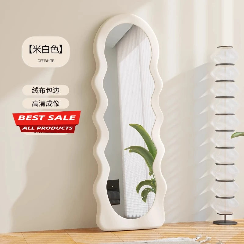 VILZSTUDIOS JC Wave full-body mirror Floor  Ultra-clear and non-deforming fitting Cream wind full-length Special-shaped mirror