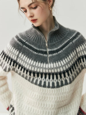 VILZSTUDIOS Luxury Cashmere Zipper Turtleneck Sweatshirt