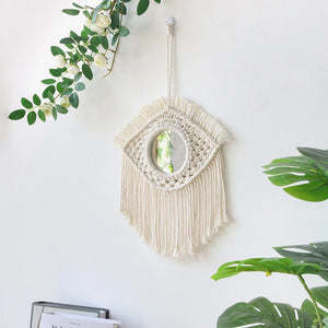 VILZSTUDIOS Decorative Mirrors Wall Decor Macrame Round Mirror Boho Home Decor Mirrors for Bedroom Living Room Bathroom Baby Room Decoration