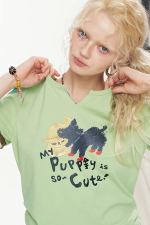 VILZSTUDIOS Cute Cat Print Slim Fit T-Shirt