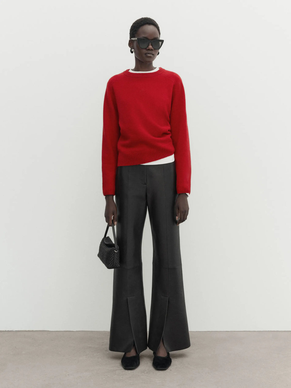 VILZSTUDIOS Red Minimalist Wool Blend Sweater