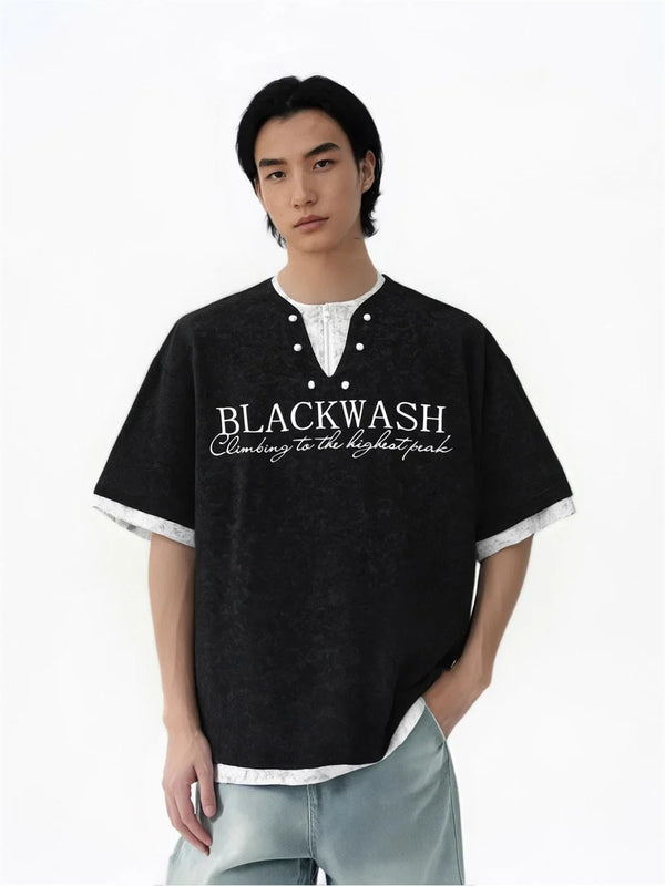 T-Shirt mit buntem Batik-Print und Reißverschluss