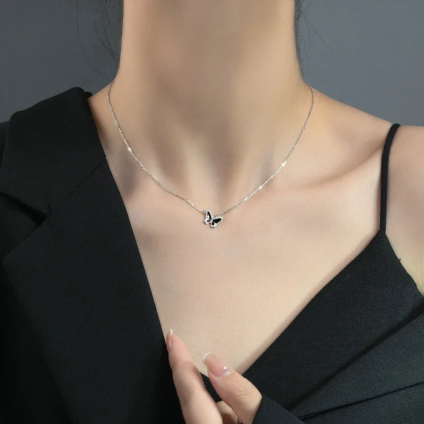 Elegant Clear CZ Butterfly Necklace