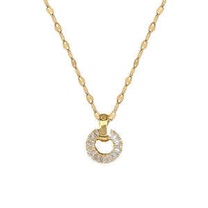 VILZSTUDIOS Stainless Steel Hollow Round Crystal Necklace