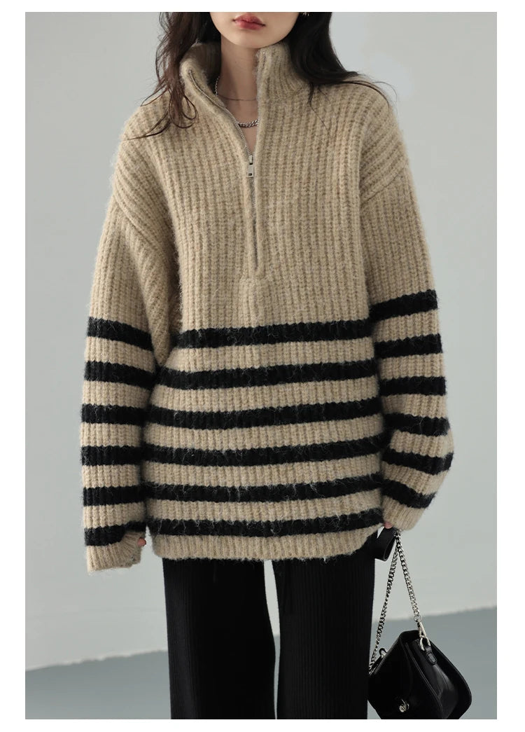 VILZSTUDIOS Cozy Chic Oversize Zip-Up Sweater