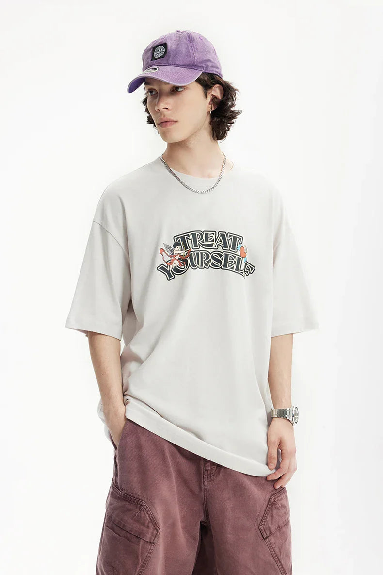 VILZSTUDIOS Cupid Printed Loose Cotton Short T-Shirt