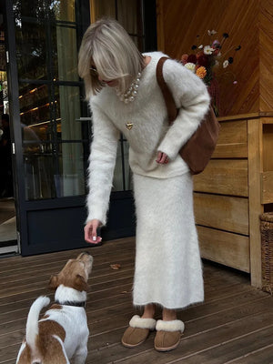 VILZSTUDIOS Cozy Wool Knitted Top & Skirt Set