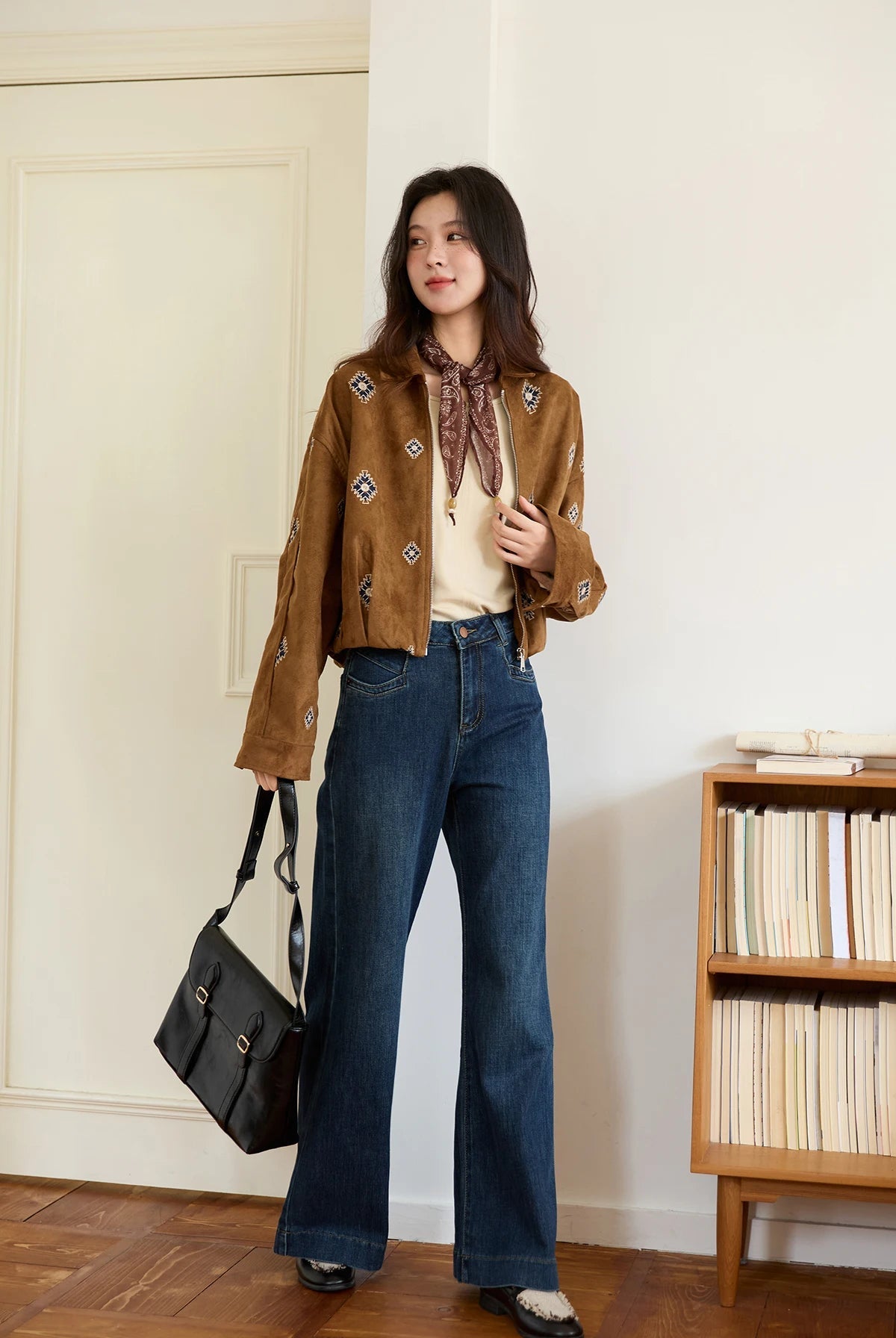 VILZSTUDIOS Brown Embroidered Retro Jacket