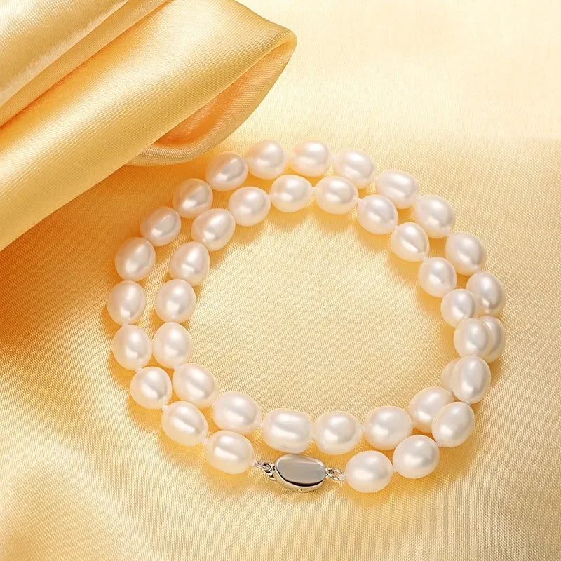 VILZSTUDIOS Fancy 925 Sterling Silver Pearl Necklace