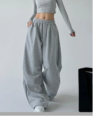 VILZSTUDIOS Gray Wide Leg Drawstring Pants