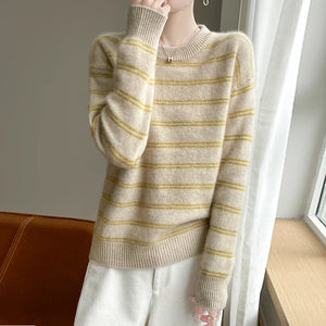 VILZSTUDIOS Cozy Striped Woolen Knit Sweater