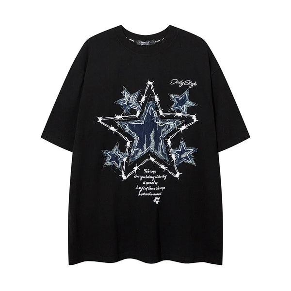 Oversize Black/White Star Graphic T-Shirt