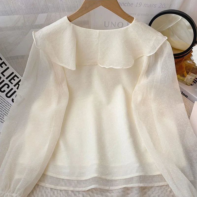 VILZSTUDIOS Casual Ruffle Detailed V-Neck Blouse